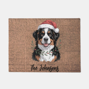 Personalized Bernese Mountain Dog Christmas Doormat