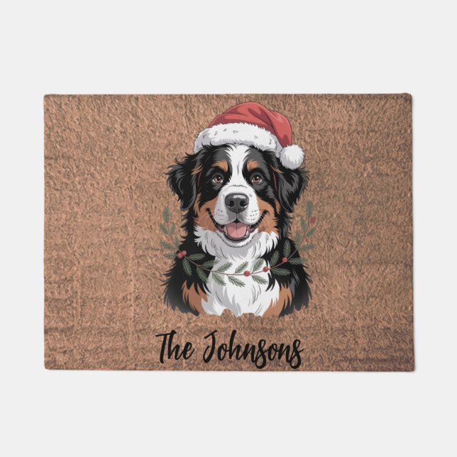 Personalized Bernese Mountain Dog Christmas        Doormat (Front)