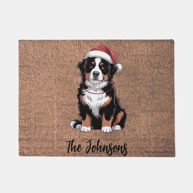 Personalized Bernese Mountain Dog Christmas        Doormat (Front)