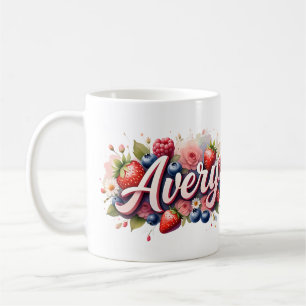 Personalized Berry Floral Name Mug – Avery
