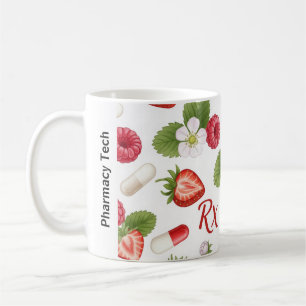 Personalized Berry, Flower & RX Symbol Pharmacy Coffee Mug