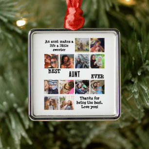 Personalized Best Aunt Ever 12 Photo Collage Metal Tree Decoration