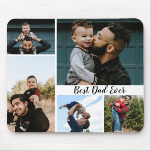 Personalized Best Dad Ever Photo Collage Mouse Mat