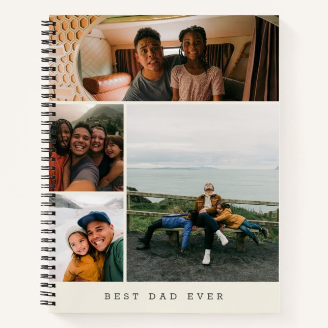 Personalized Best Dad Ever Photo Collage Notebook (Front)