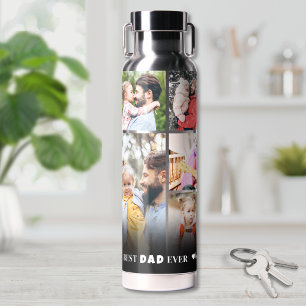Personalized Best Dad Photo Collage Father Water Bottle