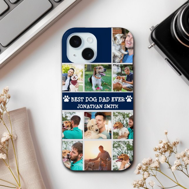 Personalized Best Dog Dad – Collage 10 Photos Case-Mate iPhone Case (Creator Uploaded)