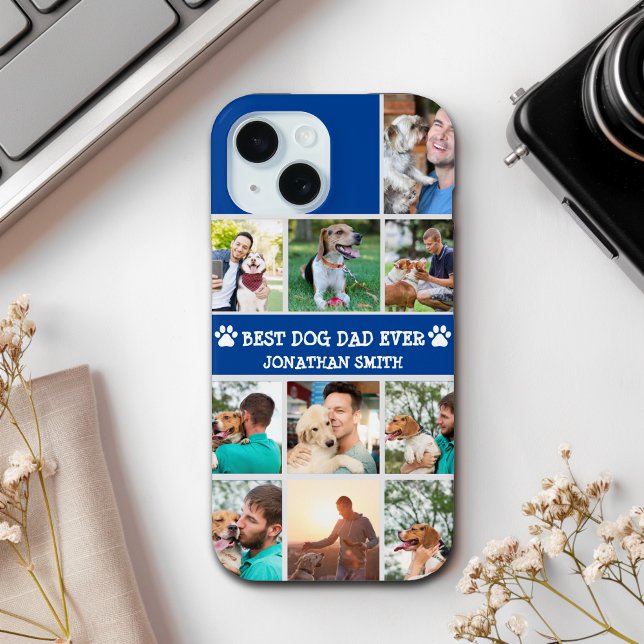 Personalized Best Dog Dad – Collage 10 Photos Case-Mate iPhone Case (Creator Uploaded)