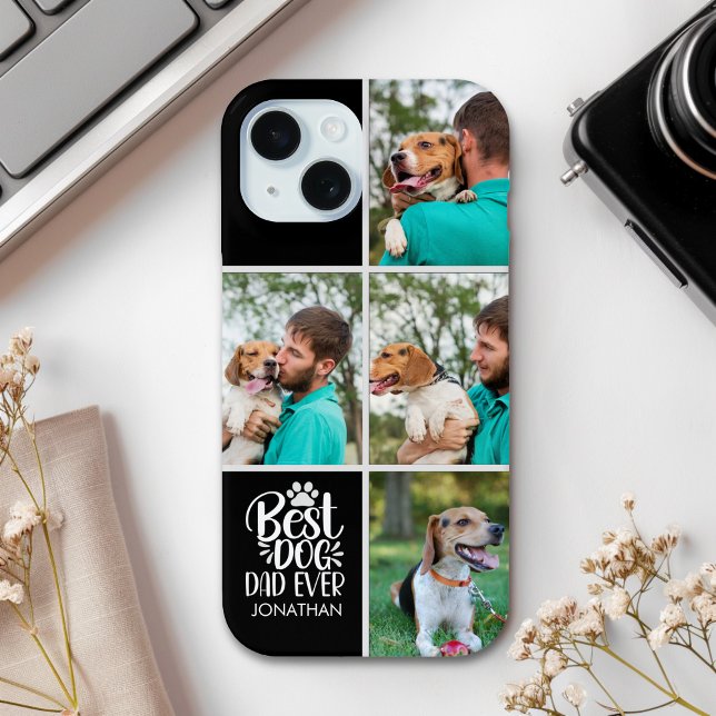Personalized Best Dog Dad – Collage 4-Photos Case-Mate iPhone Case (Creator Uploaded)
