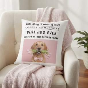 Personalized “Best Dog Ever” Newspaper Photo Cushion