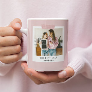 Personalized Best Ever Mom Photo   Pink Coffee Mug