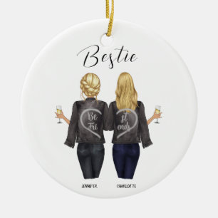 Personalized Best Friend Portrait Ceramic Tree Decoration