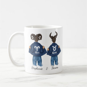 Personalized Best Friends Aries Taurus Girl Jean Coffee Mug
