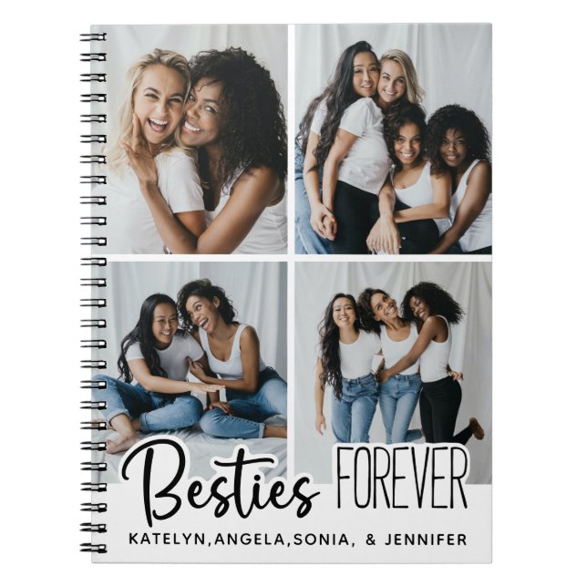 Personalized Best Friends Forever 4 Photo Collage Notebook (Front)