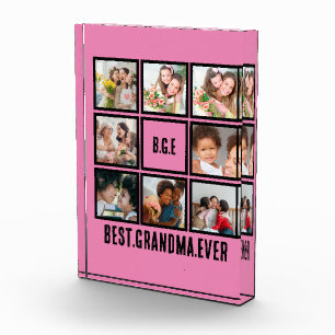 Personalized Best Grandma Ever 8 Photo Collage Block