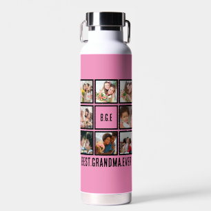 Personalized Best Grandma Ever 8 Photo Collage Water Bottle