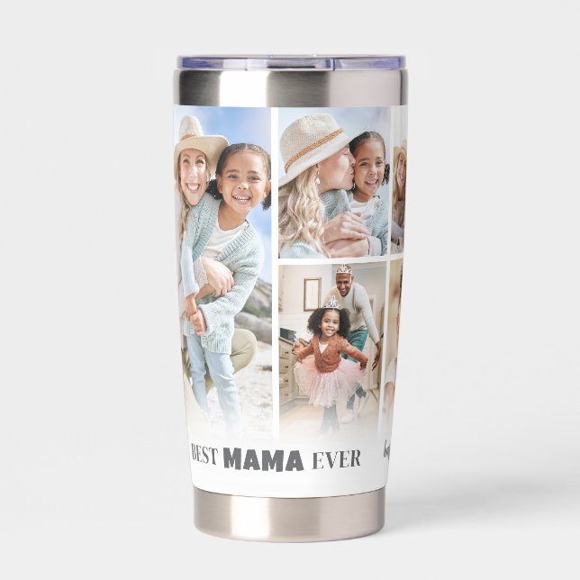Personalized Best Mama Photo Collage Mother Insulated Tumbler (Front)