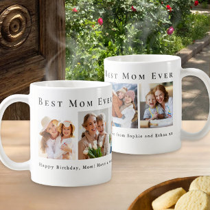 Personalized Best Mom Ever 5 Photo Collage Coffee Mug