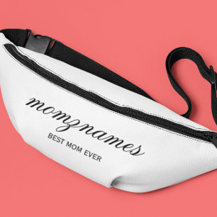 Personalized Best Mom Ever Calligraphy Name Bum Bags