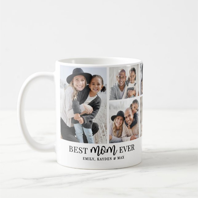 Personalized Best Mom Photo Collage Coffee Mug (Left)