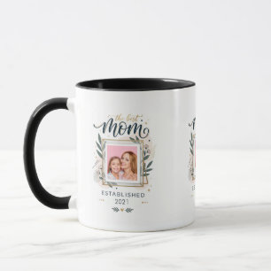 Personalized Best Mom Photo Date Cute Established Mug
