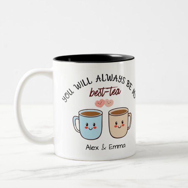 Personalized Best-Tea Couple   Two-Tone Coffee Mug (Left)