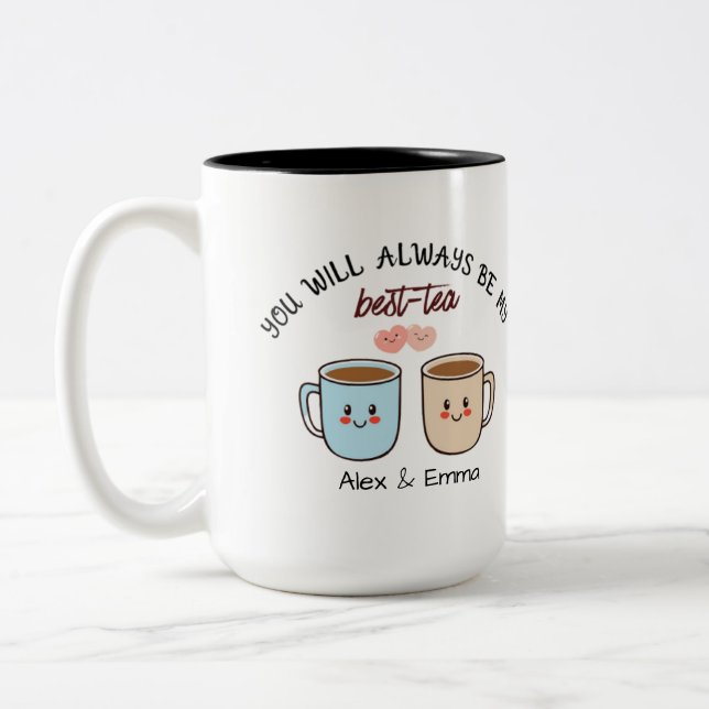 Personalized Best-Tea Couple   Two-Tone Coffee Mug (Left)