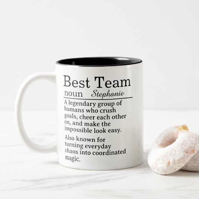 Personalized Best Team Definition Two-Tone Coffee Mug (With Donut)