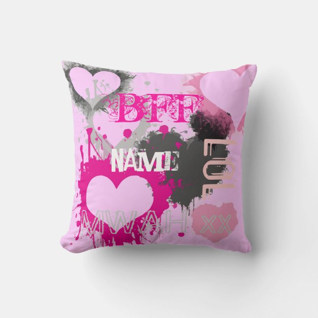Personalized BFF best friends forever pink Cushion (Front)