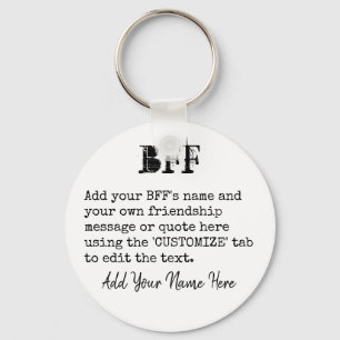 Personalized BFF Friends Gift - Typewriter Font Key Ring