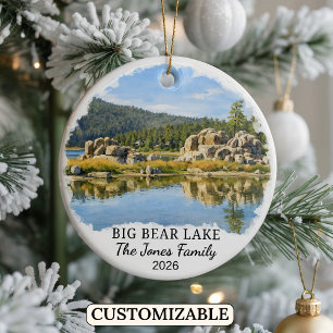 Personalized Big Bear Lake Ornament, California Ceramic Tree Decoration
