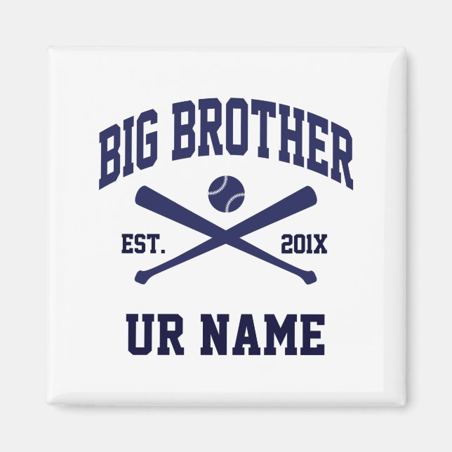 Personalized Big Brother Baseball T Shirt  Magnet (Front)