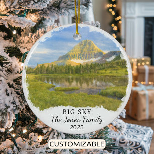 Personalized Big Sky Ornament, Montana Ceramic Tree Decoration