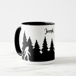 Personalized Bigfoot Sasquatch Silhouette Forest Mug