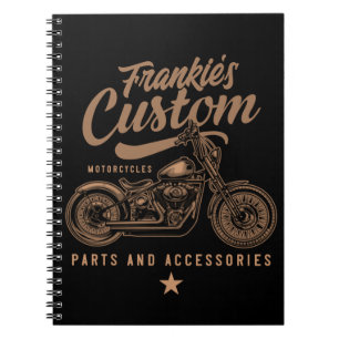 Personalized Biker Custom Bobber Motorcycle Garage Notebook