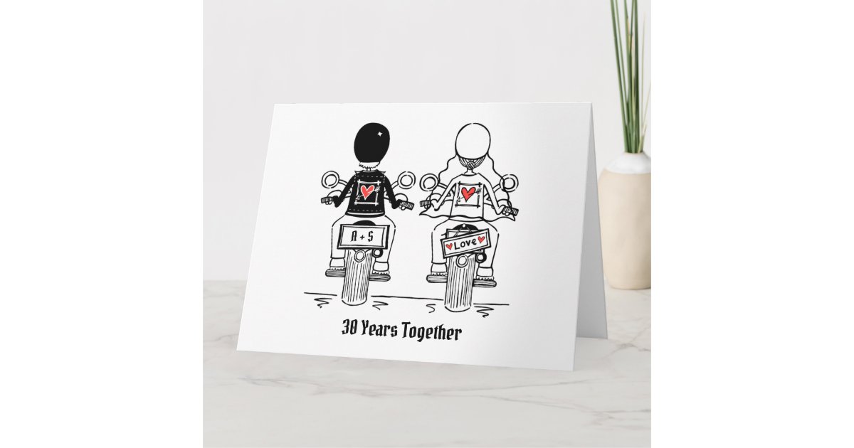 Personalized Biker Motorcycle Wedding Anniversary Card | Zazzle
