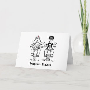 Personalized Biker Motorcycle Wedding Greetings Card
