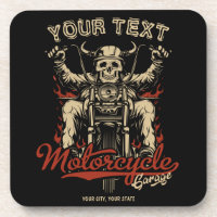 Personalized Biker Skeleton Motorcycle Shop Garage