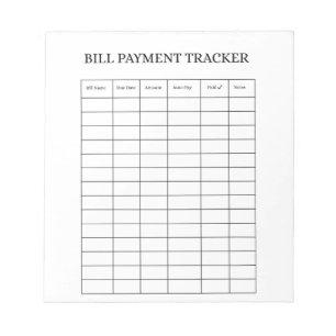 Personalized Bill Payment Tracker Notepad