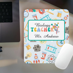 Personalized biology teacher, science teachers day mouse mat
