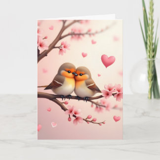 Personalized Bird Couple Valentine Holiday Card