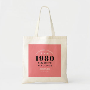 Personalized Birthday 1980 Pink Setting Standards Tote Bag