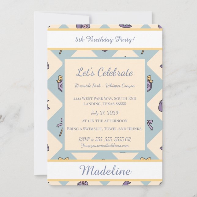 Personalized Birthday Academy Wizard School Blue Invitation (Front)