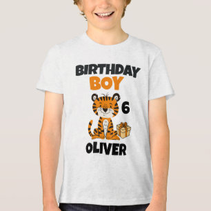 Personalized Birthday Boy Tiger T-Shirt – Custom  Tri-Blend Shirt