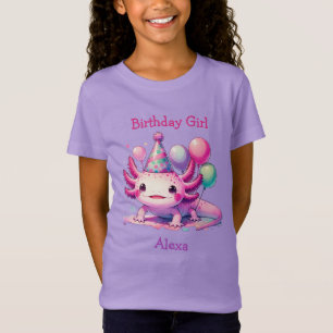 Personalized Birthday Girl Axolotl Themed T-Shirt