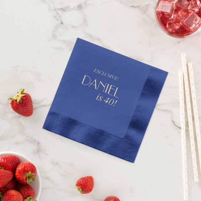 Personalized Birthday Modern Foil Stamped Napkins (Insitu (Strawberry))