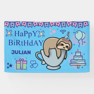 PERSONALIZED BIRTHDAY NAME CutE SLOTH Banner