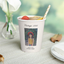 Personalized Birthday Party Decor Vintage Photo Paper Cups