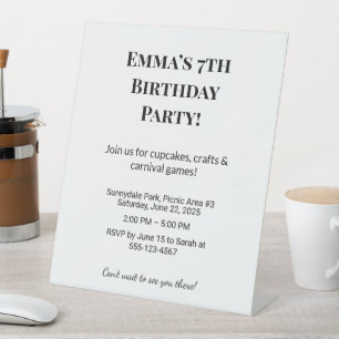 Personalized Birthday Party Invitation  Pedestal Sign