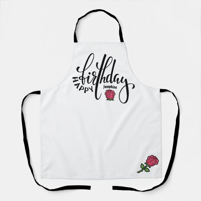 Personalized Birthday Pink Rose Apron (Front)