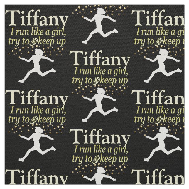PERSONALIZED BLACK AND GOLD RUNNER GIRL FABRIC (Swatch)